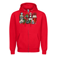 Red Christmas cartoon characters coffee cups Zipper Hoodie - Zillion Design Studio