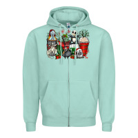 Seafoam Christmas cartoon characters coffee cups Zipper Hoodie - Zillion Design Studio