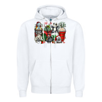 White Christmas cartoon characters coffee cups Zipper Hoodie - Zillion Design Studio