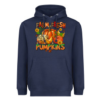 Navy farm fresh pupkins Heavyweight Hoodie - AdoDesignShop