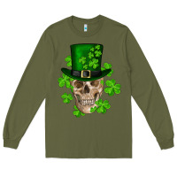 Army Green st. patrick's day skull Long Sleeve Tee - RanaPortraitStore