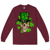 Burgundy st. patrick's day skull Long Sleeve Tee - RanaPortraitStore