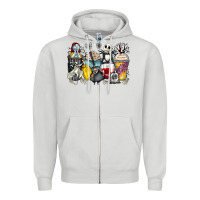 Dove Grey cartoon characters coffee cups Zipper Hoodie - Zillion Design Studio