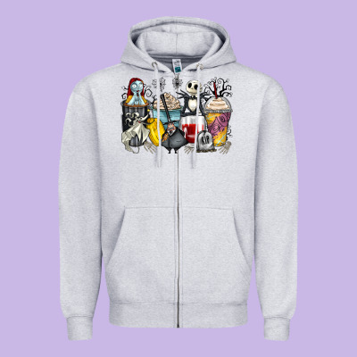 Cartoon Characters Coffee Cups Zipper Hoodie Designed By Zillion Design Studio