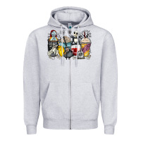 Heather Grey cartoon characters coffee cups Zipper Hoodie - Zillion Design Studio