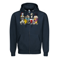 Navy cartoon characters coffee cups Zipper Hoodie - Zillion Design Studio