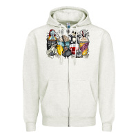 Oatmeal Heather cartoon characters coffee cups Zipper Hoodie - Zillion Design Studio