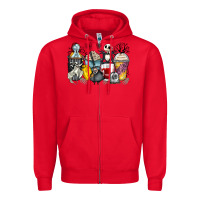 Red cartoon characters coffee cups Zipper Hoodie - Zillion Design Studio