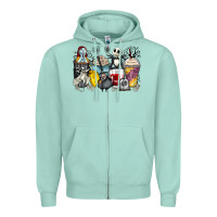 Seafoam cartoon characters coffee cups Zipper Hoodie - Zillion Design Studio