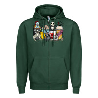 Sports Green cartoon characters coffee cups Zipper Hoodie - Zillion Design Studio