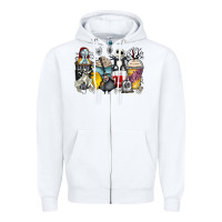 White cartoon characters coffee cups Zipper Hoodie - Zillion Design Studio