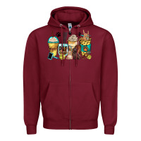 Burgundy pet groomer coffee cups Zipper Hoodie - Zillion Design Studio
