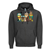 Charcoal Heather pet groomer coffee cups Zipper Hoodie - Zillion Design Studio
