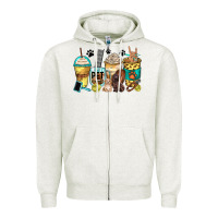 Oatmeal Heather pet groomer coffee cups Zipper Hoodie - Zillion Design Studio