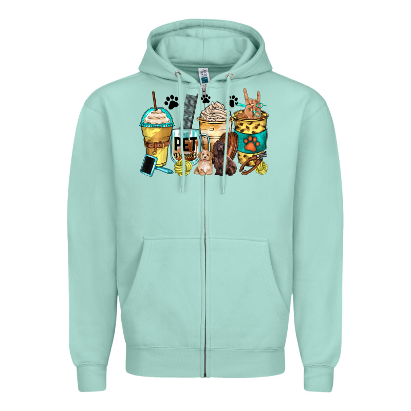 Pet Groomer Coffee Cups Zipper Hoodie by Zillion Design Studio | Teevron