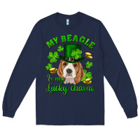 Navy st.patrick's day my beagle is my lucky charm Long Sleeve Tee - RanaPortraitStore