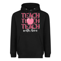 Black teach with love Heavyweight Hoodie - JahusDesignShop