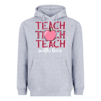 Heather Grey teach with love Heavyweight Hoodie - JahusDesignShop