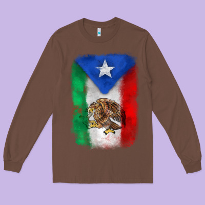 Mexico And Puerto Rico Flag Long Sleeve Tee Designed By Zillion Design Studio
