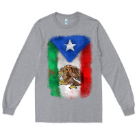 Heather Grey mexico and puerto rico flag Long Sleeve Tee - Zillion Design Studio