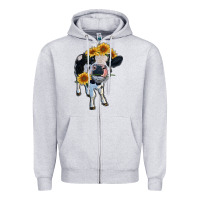 Heather Grey heifer cow Zipper Hoodie - RanaPortraitStore