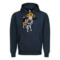 Navy heifer cow Zipper Hoodie - RanaPortraitStore