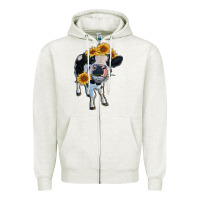 Oatmeal Heather heifer cow Zipper Hoodie - RanaPortraitStore