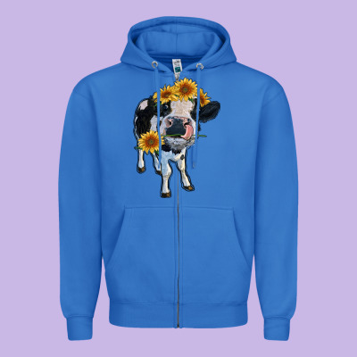 Heifer Cow Zipper Hoodie Designed By Ranaportraitstore
