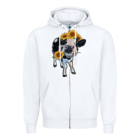 White heifer cow Zipper Hoodie - RanaPortraitStore