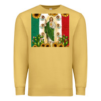 Antique Gold San Judas with Mexican Flag Premium Sweatshirt - JahusDesignShop