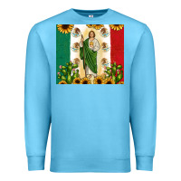 Ocean Blue San Judas with Mexican Flag Premium Sweatshirt - JahusDesignShop