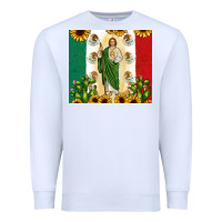 White San Judas with Mexican Flag Premium Sweatshirt - JahusDesignShop