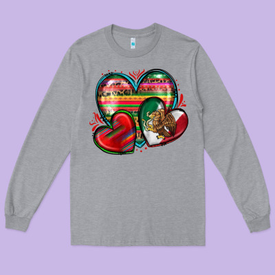 Mexican Hearts Long Sleeve Tee Designed By Zillion Design Studio