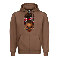 Chestnut union jack flag afro messy bun Zipper Hoodie - texasbilliewilder