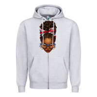 Union Jack Flag Afro Messy Bun Zipper Hoodie | Teevron