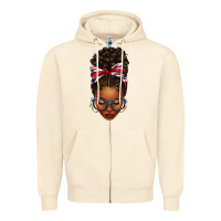 Sandshell union jack flag afro messy bun Zipper Hoodie - texasbilliewilder