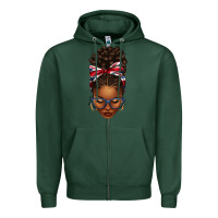 Sports Green union jack flag afro messy bun Zipper Hoodie - texasbilliewilder