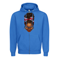 True Royal union jack flag afro messy bun Zipper Hoodie - texasbilliewilder