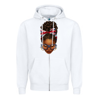 White union jack flag afro messy bun Zipper Hoodie - texasbilliewilder