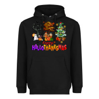 Black happy hallothanksmas trees Heavyweight Hoodie - AdoDesignShop