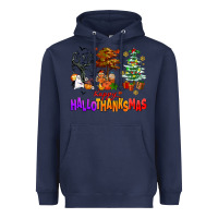 Navy happy hallothanksmas trees Heavyweight Hoodie - AdoDesignShop