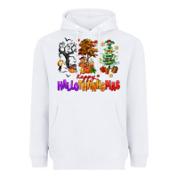 White happy hallothanksmas trees Heavyweight Hoodie - AdoDesignShop