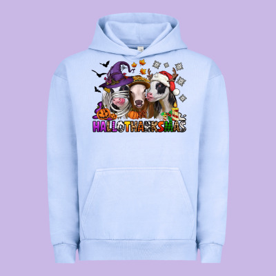 Happy Hallothanksmas Heifers Urban Hoodie Designed By Nancycooperartshop