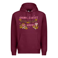 Burgundy drink coffee read books be happy Premium Hoodie - MaliasSmallBusiness