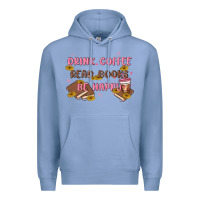 Colony Blue drink coffee read books be happy Premium Hoodie - MaliasSmallBusiness