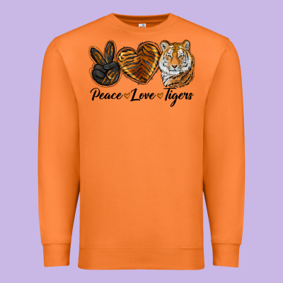 Peace Love Tigers Head Premium Sweatshirt Designed By Jahusdesignshop
