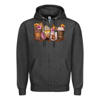 Charcoal Heather leopard rose glitter flowers coffee cups Zipper Hoodie - Zillion Design Studio