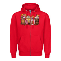 Red leopard rose glitter flowers coffee cups Zipper Hoodie - Zillion Design Studio