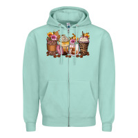 Seafoam leopard rose glitter flowers coffee cups Zipper Hoodie - Zillion Design Studio