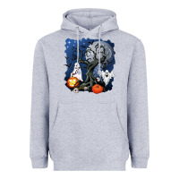 Heather Grey halloween tree and ghosts Heavyweight Hoodie - AdoDesignShop